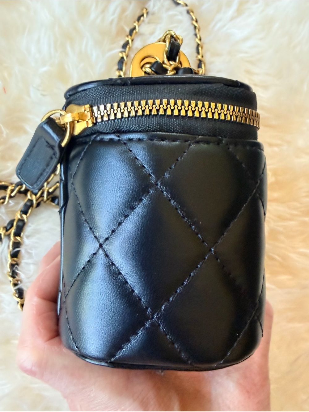 Fashion Chanel Mini Black PU Leather Ball Box Bag. NEW in Chanel (Damaged) Box - Picture 8 of 15